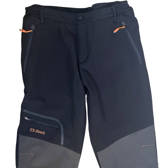 Fleece Lined Stretch Water Resistant Hiking Snow Pants Womens 12 Black Outdoors - Picture 2 of 9